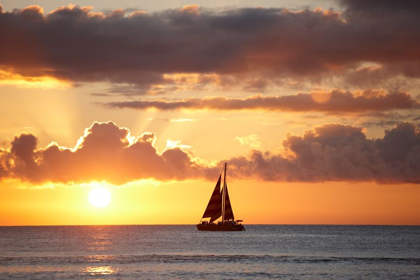 12320427 - a photo of boat, ocean and sunset - oahu, hawaii