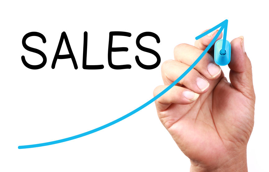 Growth Sales drawn on transparent whiteboard.