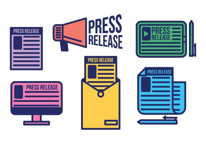 press-release-vector-icon-set