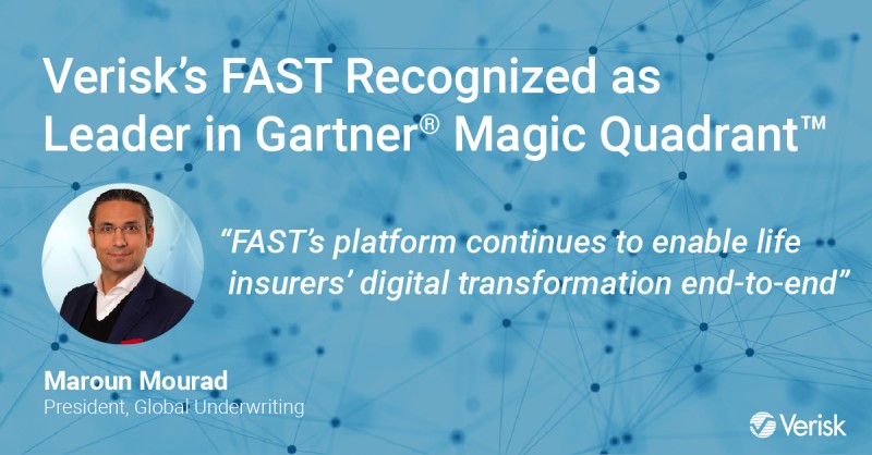 Verisk’s FAST Recognized as a Leader in 2021 Gartner® Magic Quadrant™ for Fourth Consecutive Year